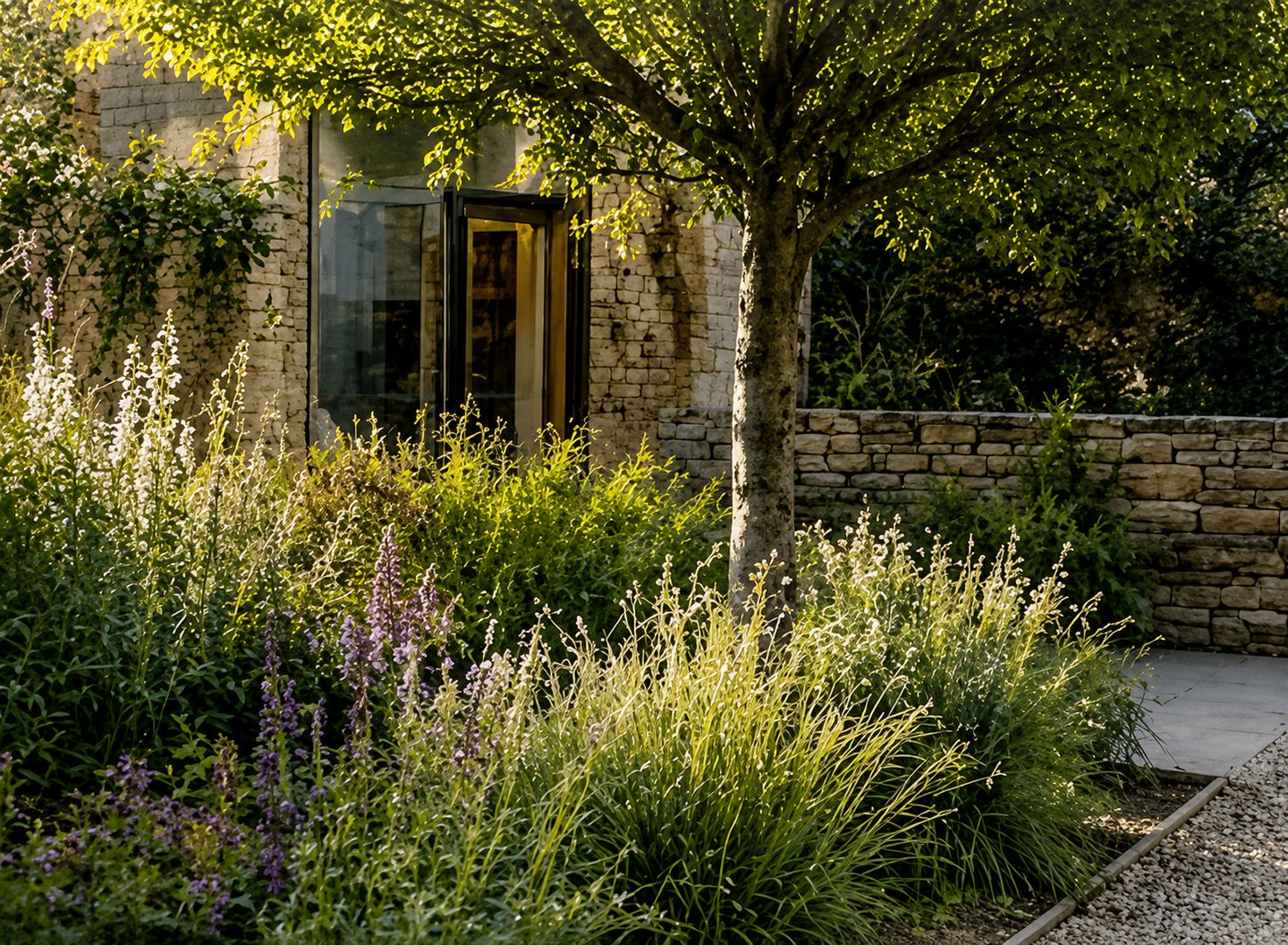 A naturalistic garden of the kind designed for The Home Counties